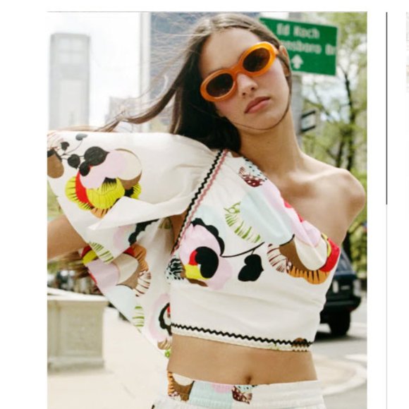 NWT ZARA PRINTED ASYMMETRICAL TOP - Picture 2 of 8